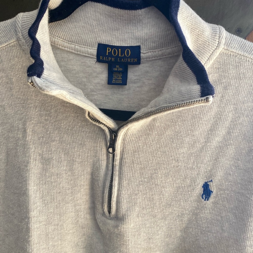 Polo Ralph Lauren oatmeal 1/4 Zip Pullover Sweater XL 18-20 Boys Cotton Knit